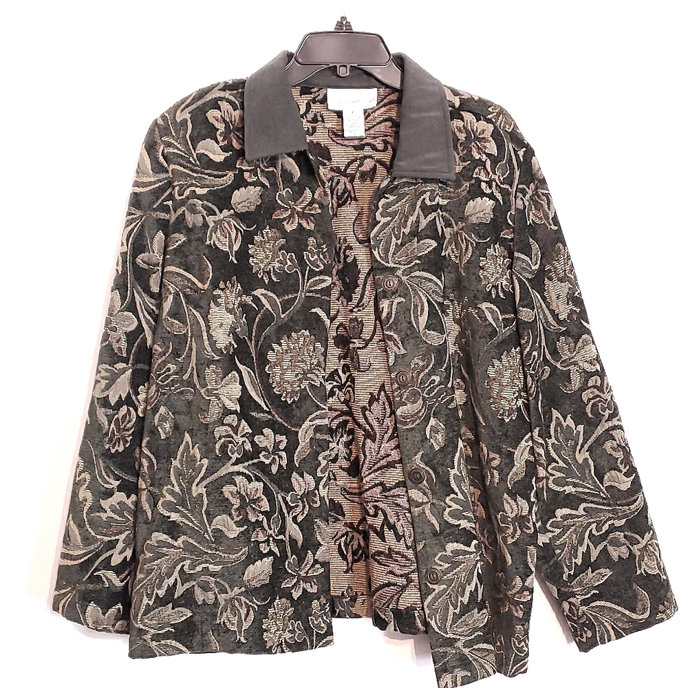 Susan Graver Hunter Green Floral Jacket